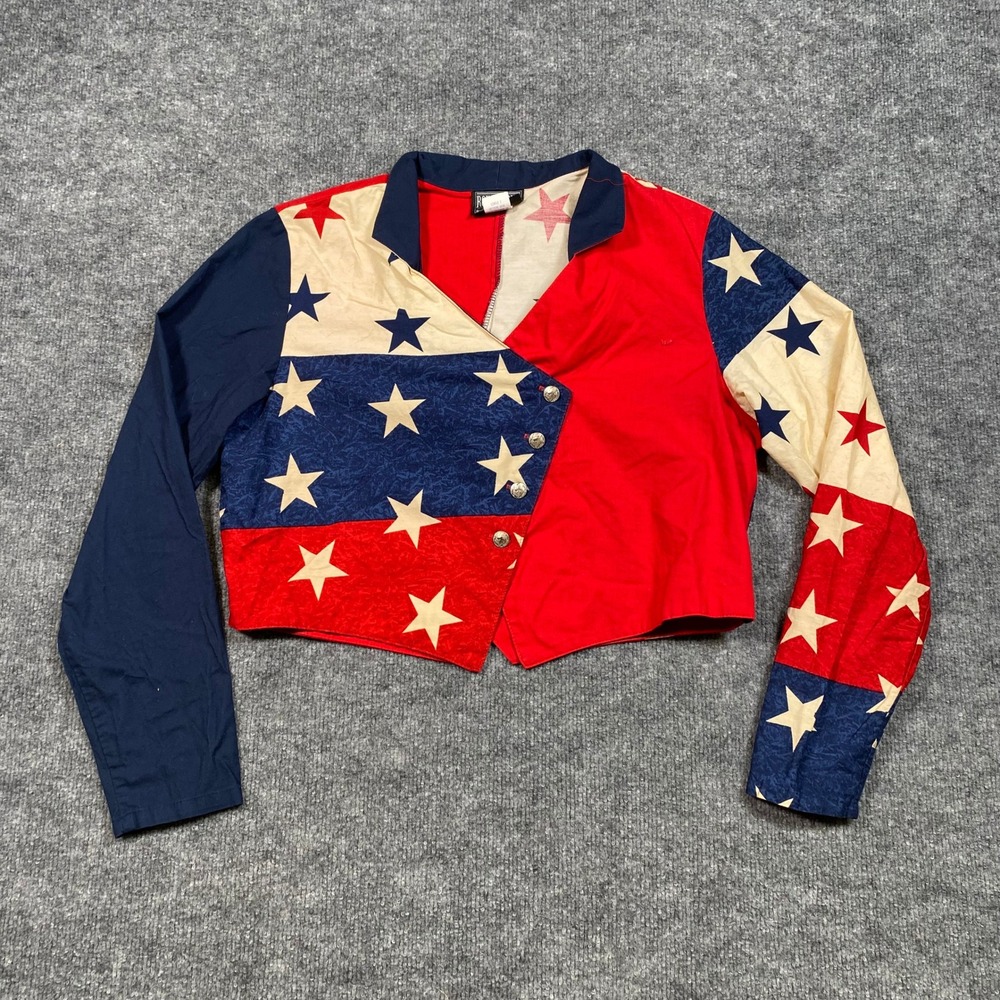 Roughrider by Circle T Womens XL Western Cropped Jacket Americana Stars Stripes